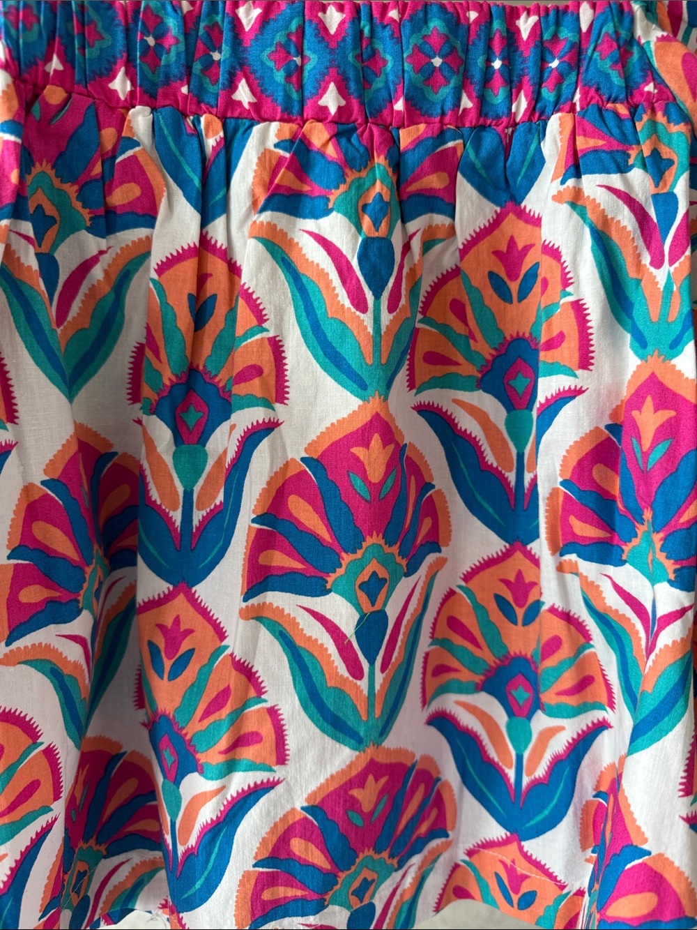 NWT Printfresh Multicolor Smocked Square-Neck Puff Sleeve Blouse MED - Picture 4 of 5